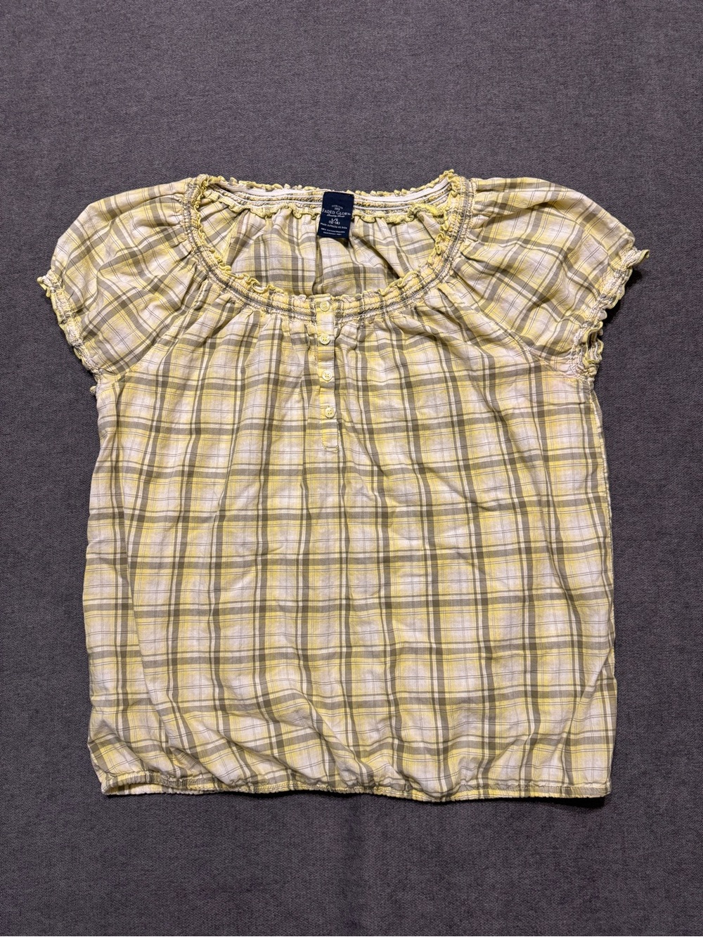 Vintage Faded Glory Womens yellow plaid top